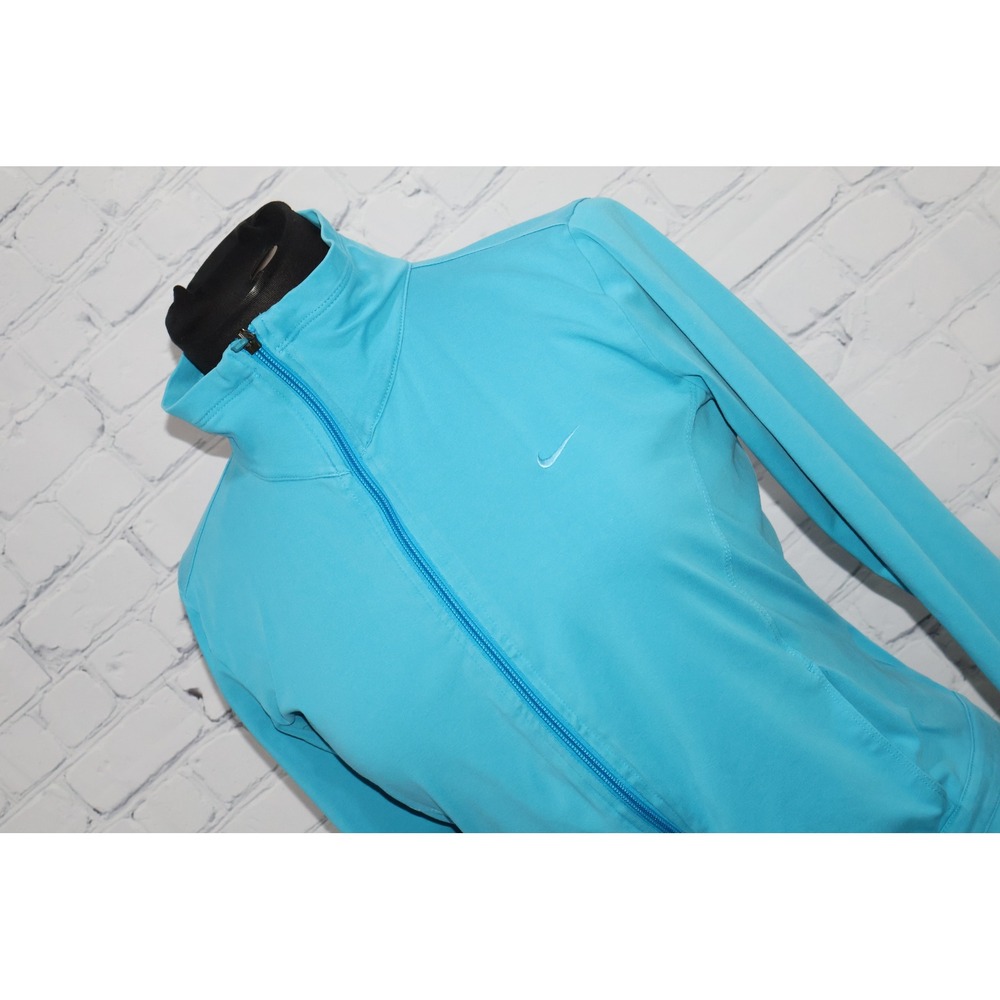 Nike Full Zip Jacket Womens Large Blue Mock Neck Long Sleeve Activewear Gym **